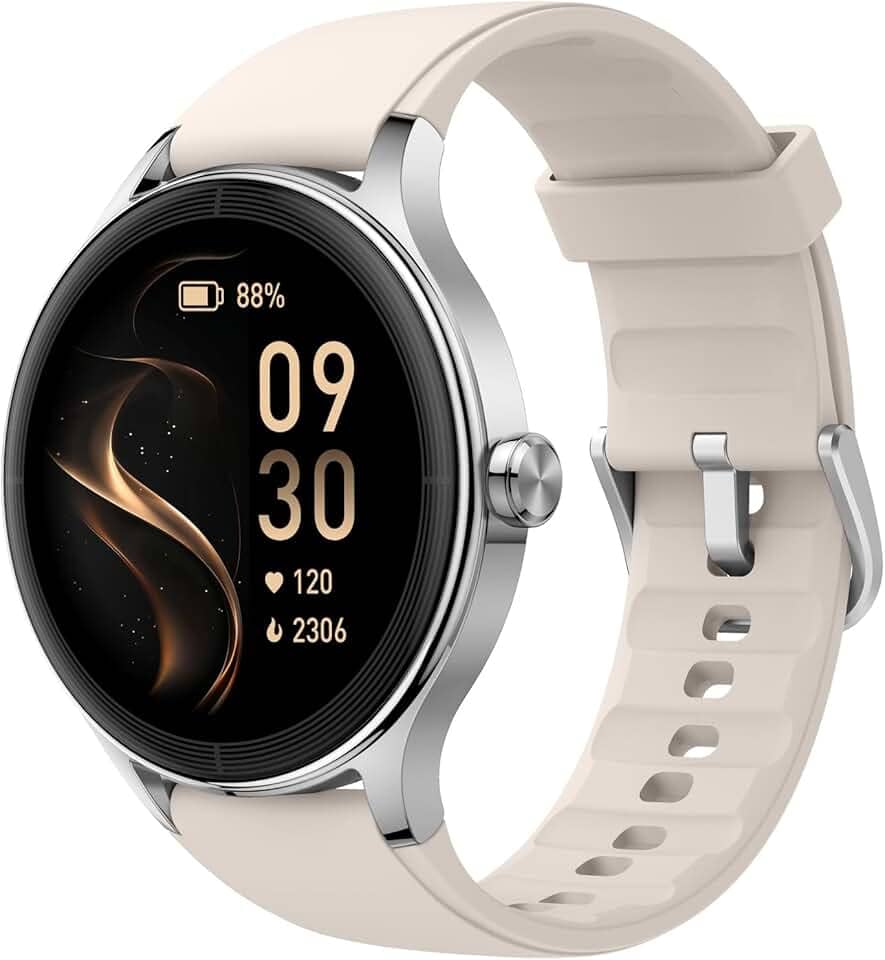 Bettdow SmartWatch, Relogio Smartwatch Feminino, 1.27" Ecrã tátil, à prova d'água IP68, 100+ Modos Esportivos, chamada Bluetooth, Compatível com Android iOS, voz por IA (Bege)