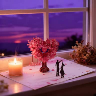 Cartões pop-up 3D para o Dia dos Namorados de 19 x 15 cm com árvores do amor, cartões de presente para casal, aniversário, casamento, noivado, esposa, marido, aniversário