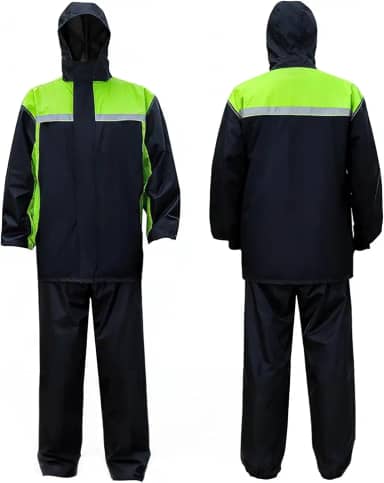 Conjunto de Capa de Chuva para Ciclismo com Capas para Sapatos - Impermeável, Refletivo, Respirável - Capuz Ajustável - Tamanhos M/G/GG (Verde com Preto)