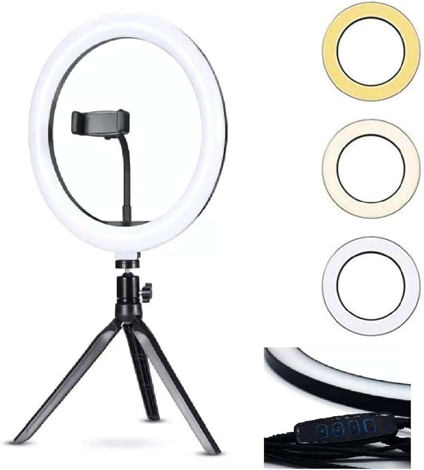 Anel Iluminador LED Flexivel Ring Light Tripe 20cm com Suporte Celular Universal Selfie Youtuber Gravação Fotos Makes