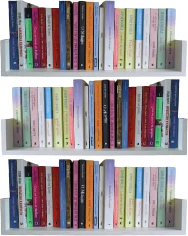 3 Prateleiras 60cm x 20cm x 11,5cm para livros e decoração - MDF Branco