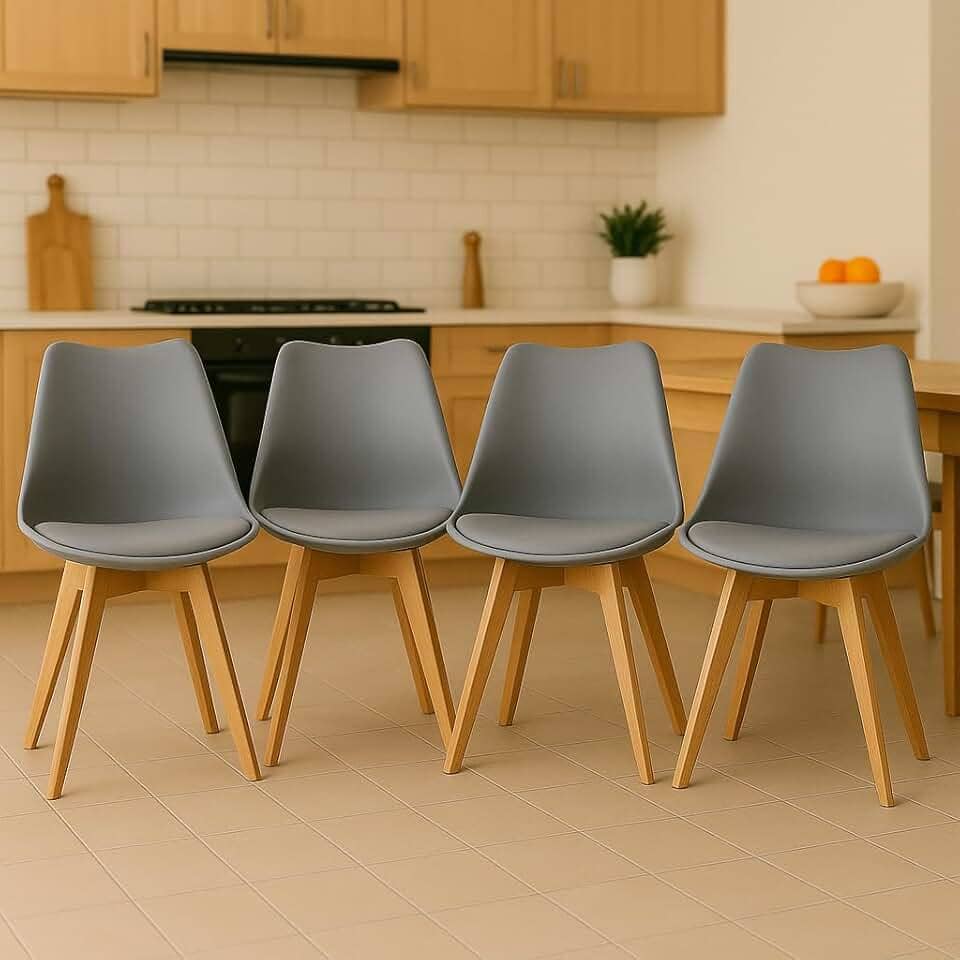 Kit 4 Cadeiras para Sala Mesa de Jantar Leda Wood Saarinen Base de Madeira Cinzas