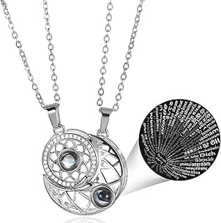 Colar De Casal Lua E Sol Para Namorados Magnético Que Se Completam Eu Te Amo Em 100 Idiomas Compromisso Namoradas