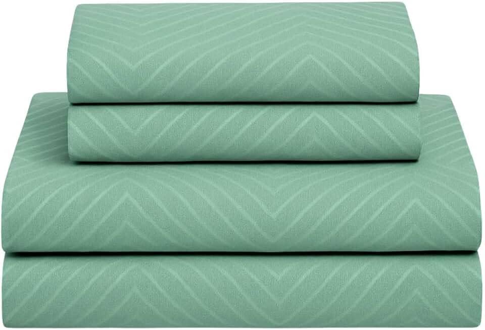 Jogo de Cama Bordado Acetinado Embossed 4 Peças - 1 Lençol de Cima, 1 Lençol de Elástico e 2 Fronhas, Não faz bolinha Toque Percal Em Poliéster Extra Macio | ADMIRARE (MONTANHA, QUEEN)