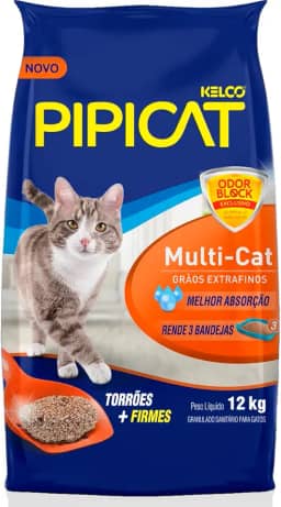 Pipicat 12 kg - Areia Higiênica Multicat para Gatos