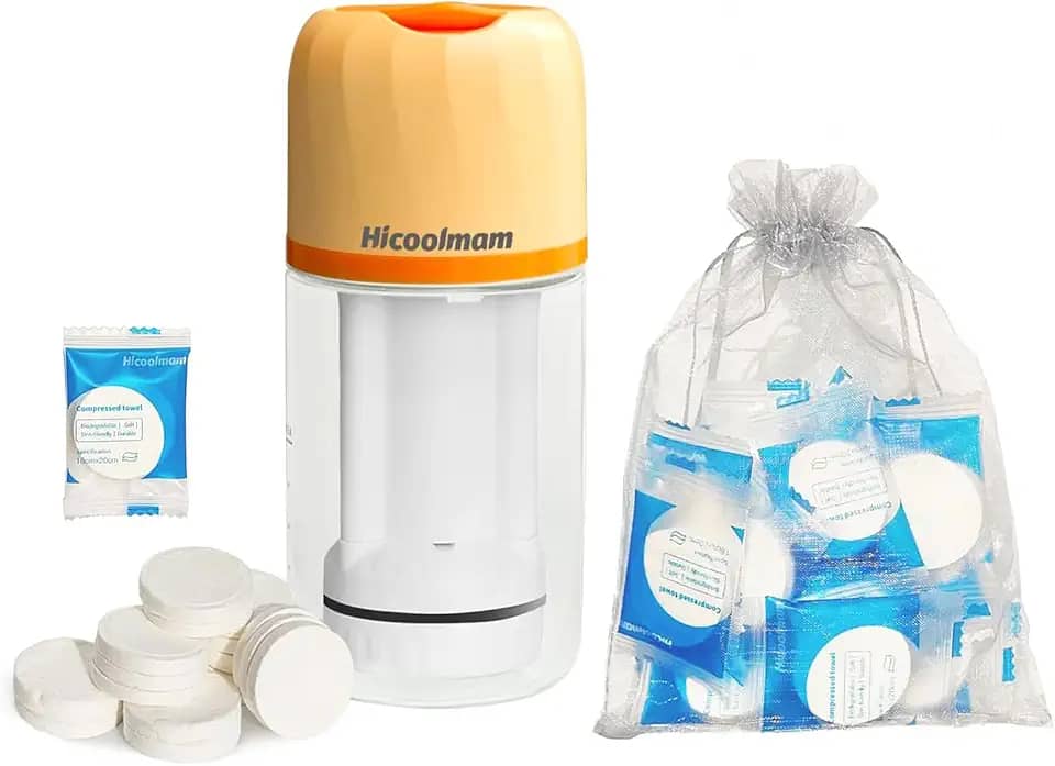 Aquecedor de lenços umedecidos portátil, aquecedor de lenços umedecidos para bebês, lenços comprimidos/dispensador de toalha com 40 peças de toalhas comprimidas, máquina de lenços faciais úmidos