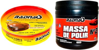 Kit Polimento Automotivo Massa De Polir N°2 500g Tira Risco + Cera Protetora Tradicional 200g Radnaq