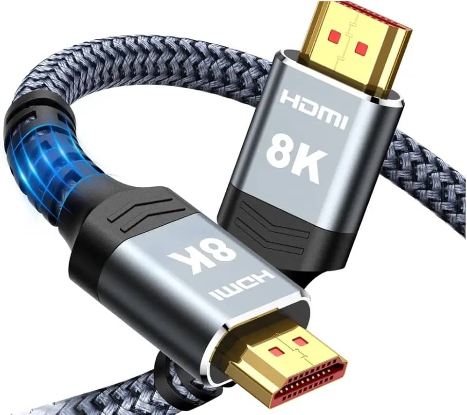Cabo HDMI 2.1 Alta Velocidade, 8K@60Hz, 4K@240Hz, 48Gbps, Revestimento em Nylon e Alumínio, 3 Metros, Compatível com PS5, TV, Computador