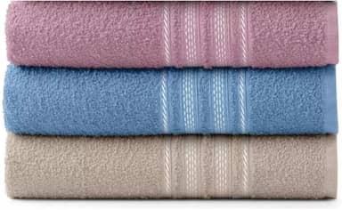 Kit 3 Toalhas de Banho Teka Escala, 100% Algodão, 280 g/m² (Vinho/Azul/Cacau)