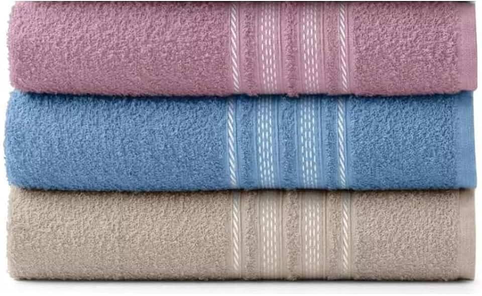 Kit 3 Toalhas de Banho Teka Escala, 100% Algodão, 280 g/m² (Vinho/Azul/Cacau)