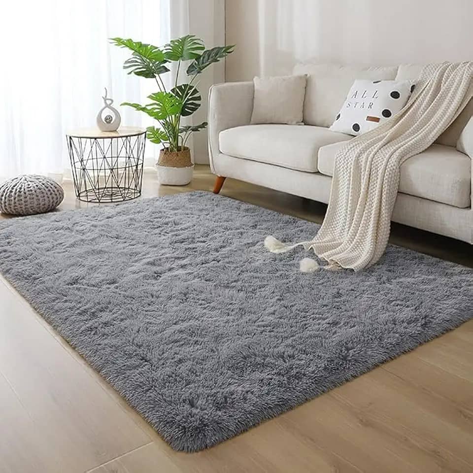 Tapete Peludo Novo 1,00X1,50 Felpudo Decorativo Antiderrapante Para Casa Quarto Macio (CINZA LISO, 1,00x1,40)