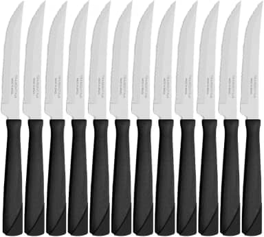 Conjunto de Facas para Churrasco Tramontina New Kolor com Lâminas em Aço Inox e Cabos de Polipropileno Preto 12 Peças