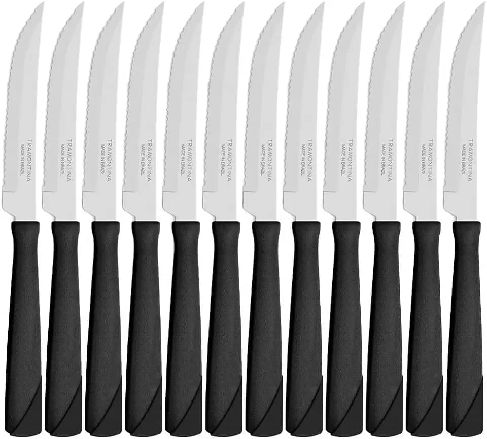 Conjunto de Facas para Churrasco Tramontina New Kolor com Lâminas em Aço Inox e Cabos de Polipropileno Preto 12 Peças