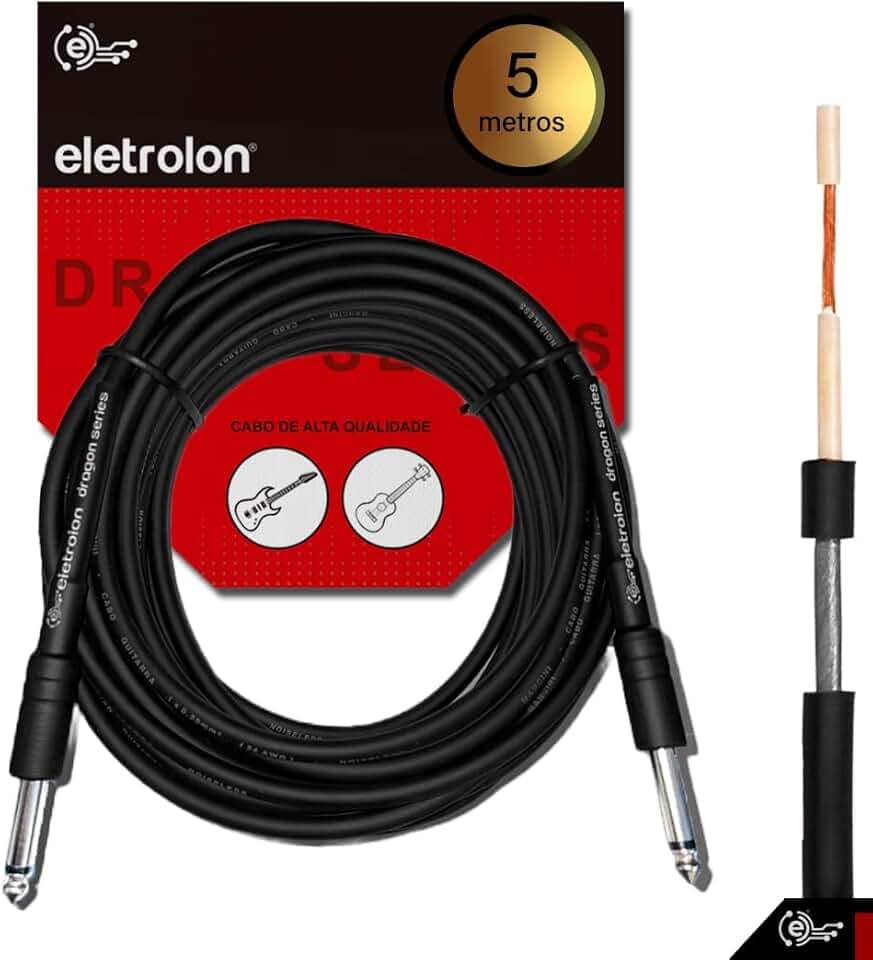 Cabo P10 P10 Mono Para Violão Guitarra Baixo 5m Metros