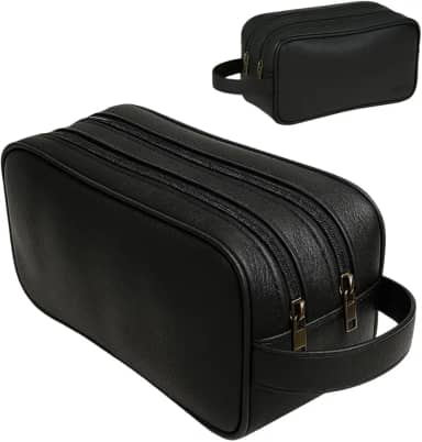 Necessaire Masculina Couro Legítimo Grande bolsa porta objeto viagem Organizador MONOLO (Preto)