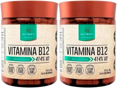 2x Vitamina B12 Nutrify 60 Cáps Metilcobalamina 414% Vd Sabor Sem Sabor