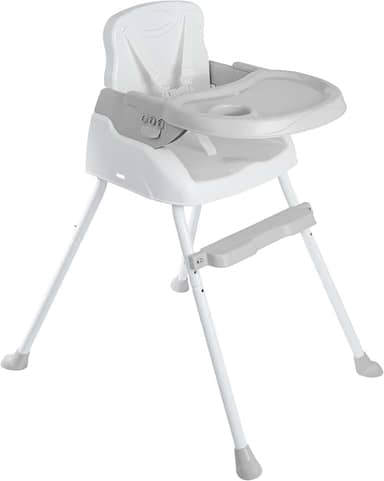 Cadeira De Alimentação Bebê Portátil 3 em1 Segura Apoio para Pés Ajustável Cinto 5 Pontos Capa Removível (CINZA)