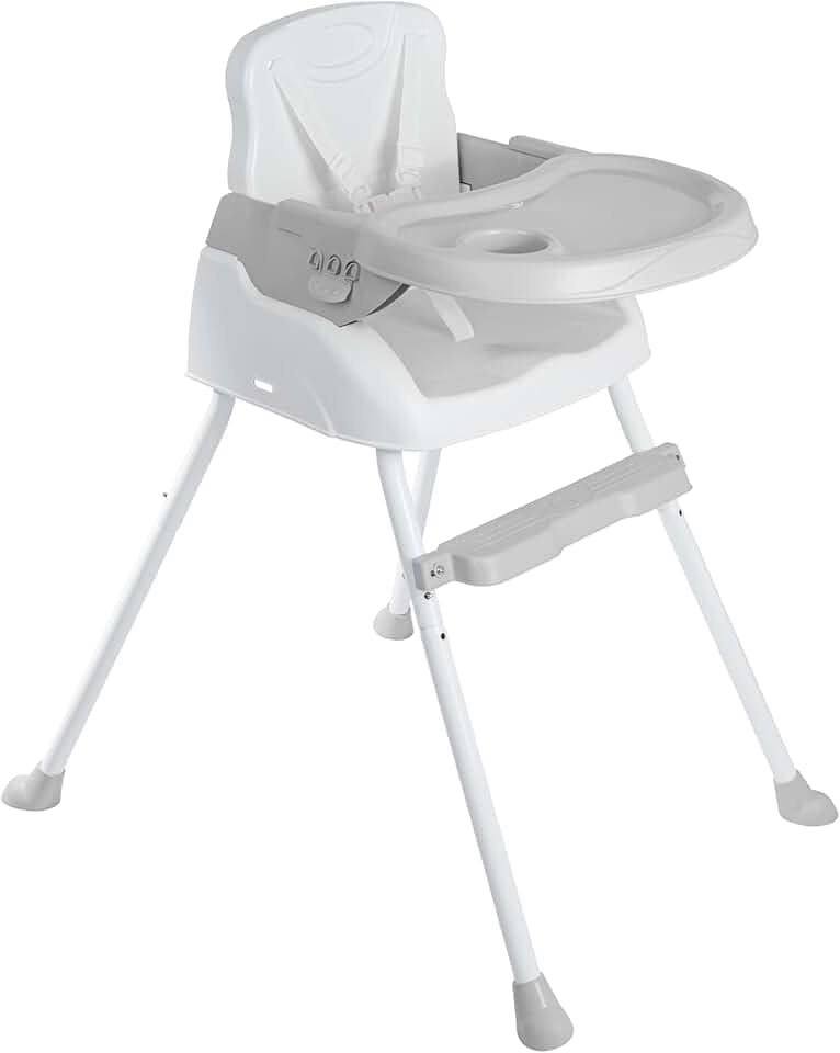 Cadeira De Alimentação Bebê Portátil 3 em1 Segura Apoio para Pés Ajustável Cinto 5 Pontos Capa Removível (CINZA)