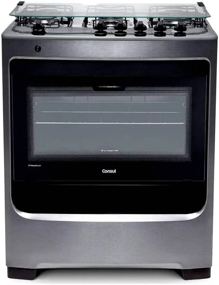 Fogão Consul 5 bocas cor Inox com botões removíveis - CFS5NAR