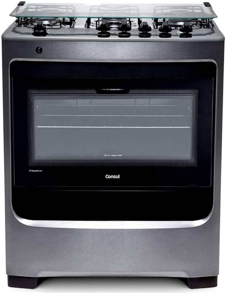 Fogão Consul 5 bocas cor Inox com botões removíveis - CFS5NAR