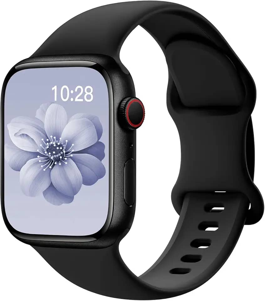Pulseiras esportivas de silicone compatível com pulseiras de Apple Watch de 40 mm, 38 mm, 41 mm, 44 mm, 45 mm, 42 mm, 49 mm femininas e masculinas, pulseira de substituição esportiva macia e