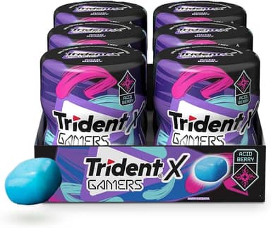 Chiclete Trident X Gamers Acid Berry - Caixa Com 6 Unid De 48,3g