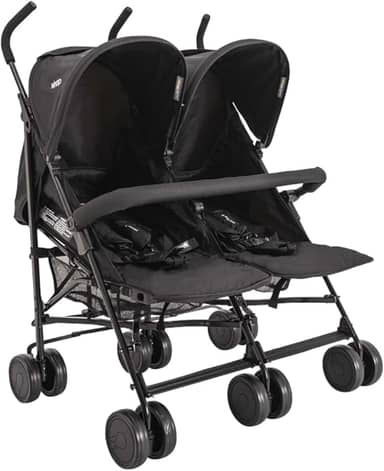 Carrinho de Bebe para Gemeos Kiddo Youme II Guarda Chuva Preto