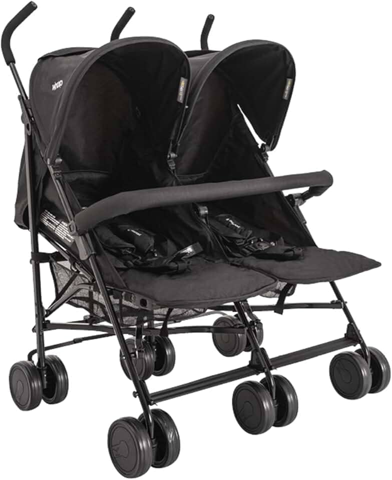 Carrinho de Bebe para Gemeos Kiddo Youme II Guarda Chuva Preto