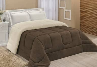 Edredom Sherpa Queen 2,40 x 2,20m Cobertor E Coberdrom Macio Dupla Face (Tabaco)