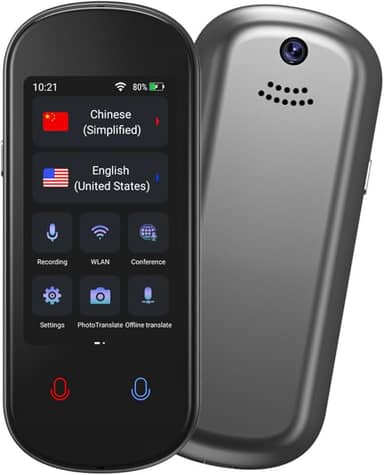 Tradutor Inteligente Portátil 138 Idiomas com Tradução Instantânea de Voz, Texto e Foto, IA Integrada, Tela Touch 3D, Bluetooth, Câmera 8MP e Bateria de Longa Duração para Viagens e Negócios