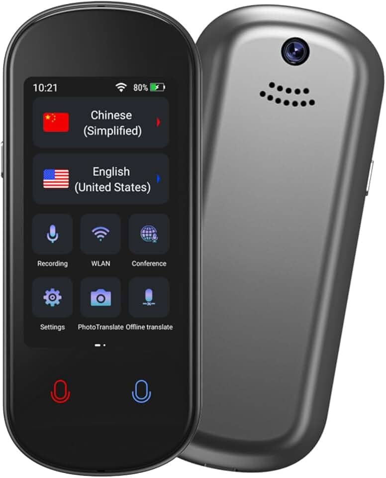 Tradutor Inteligente Portátil 138 Idiomas com Tradução Instantânea de Voz, Texto e Foto, IA Integrada, Tela Touch 3D, Bluetooth, Câmera 8MP e Bateria de Longa Duração para Viagens e Negócios
