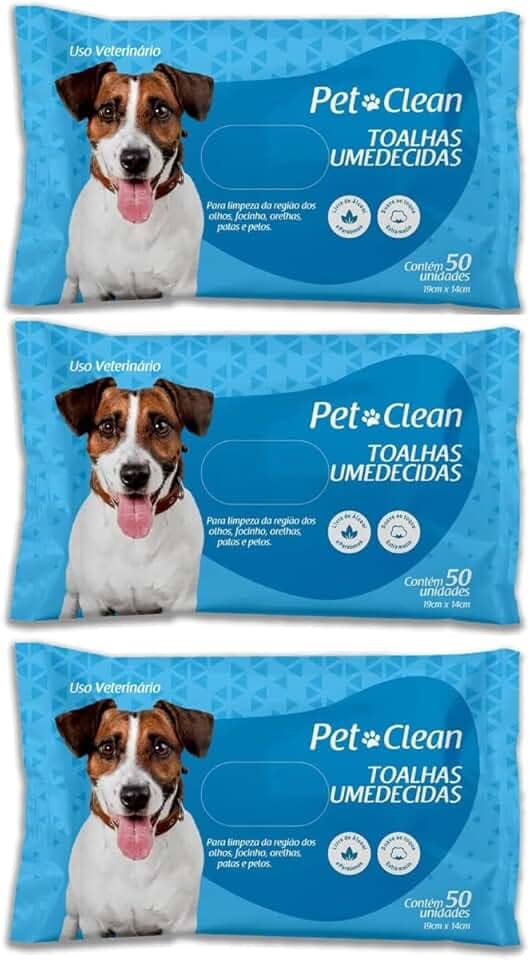 Kit 3 Toalhas Lenços Umedecidos Para Pet Cães e Gatos 50 unidades