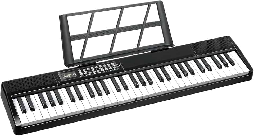 61 teclas teclado piano dois modos de energia para crianças iniciantes com modo de ensino, MIDI/Bluetooth, 200 tons/ritmos, 80 demonstrações, preenchimento, velocidade, sustentação, vibrato