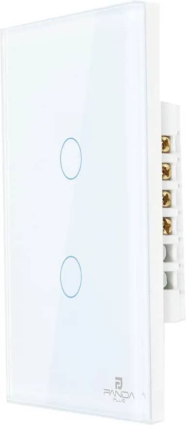 Interruptor Inteligente Touch 1,2,3 e 6 Botões Teclas 4x2 e 4x4 Alexa Google Wifi App Tuya Pandaplus Controle de Voz Automação Bivolt (Branco 2 Botões)