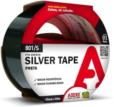 FITA SILVER TAPE PRETA ADERE 45mm x 5m