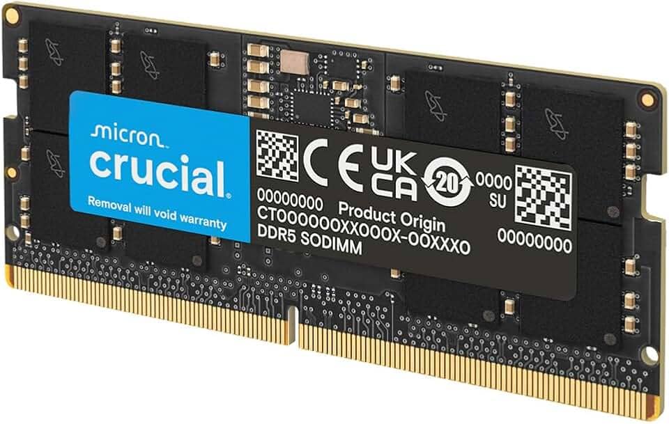 Crucial Memória RAM 16GB DDR5 5600MHz (ou 5200MHz ou 4800MHz) CT16G56C46S5 Preto
