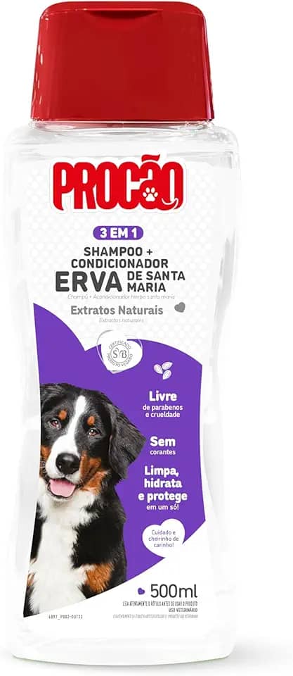 PROCÃO Shampoo Erva De Santa Maria Para Cães E Gatos 500 Ml Procão
