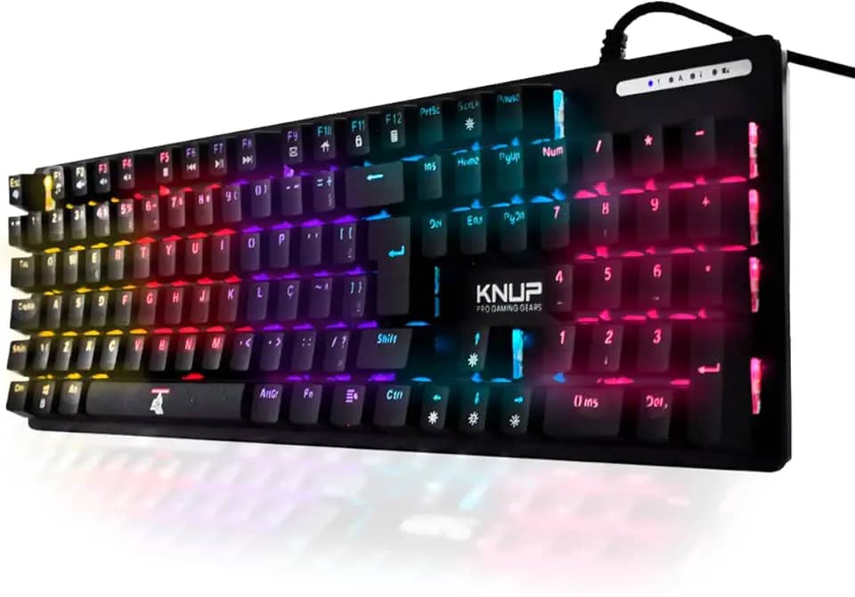 Teclado Mecânico Gamer Knup, Switch Blue, RGB, Layout Português, USB