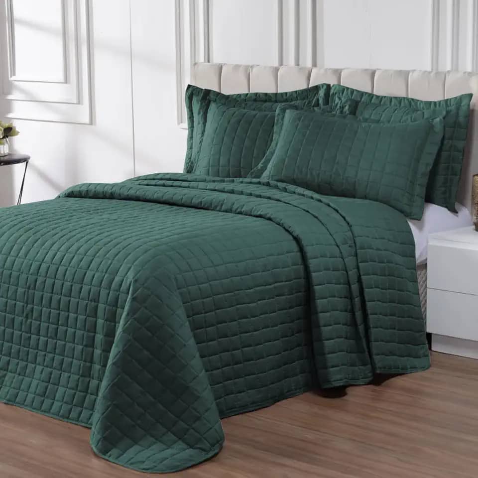 Kit Cobre Leito 400 Fios Completo Dupla Face Solteiro, Casal, Queen e King Size. (Verde, Solteiro - 2 pcs)