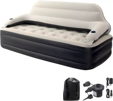 DIMAR GARDEN Colchão de sofá-cama de casal com cabeceira e bomba, cama inflável para sofá inflável