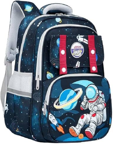 Mochila Escolar Infantil Astronauta, Ortopédica, Acolchoada, Reforçada, para Meninos 7-12 Anos, Design Espacial