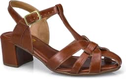 Sandália Feminina Salto Bloco Fivela Fisherman Retrô Confortável Elegante 2883