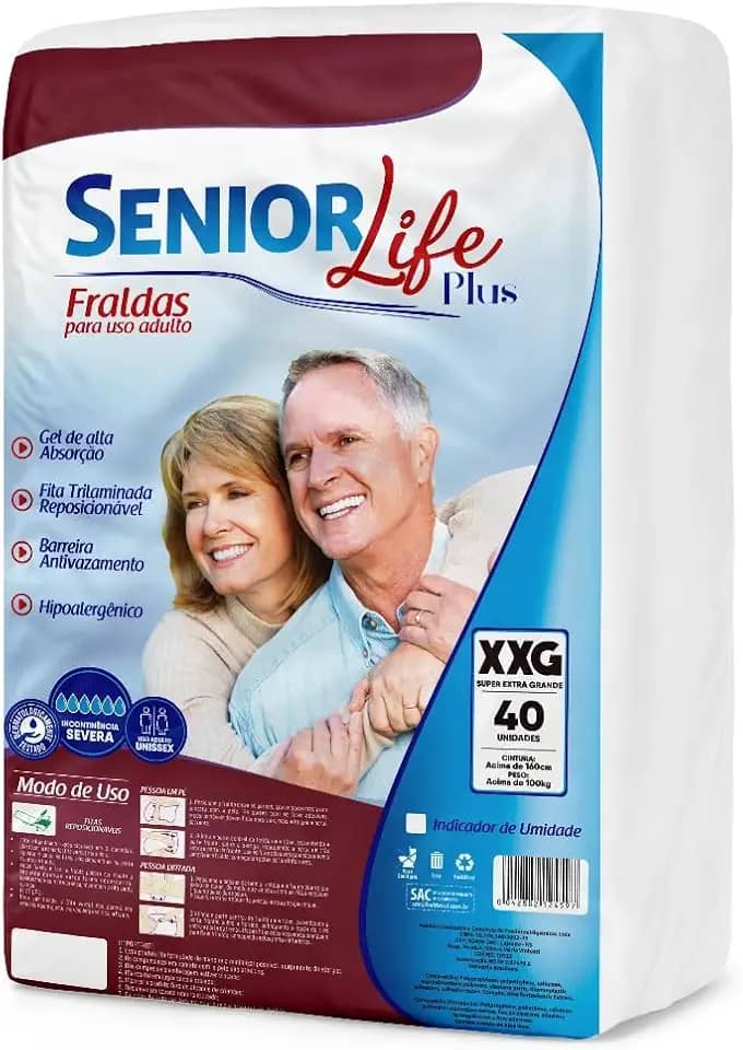 Fralda Geriátrica Senior Life Plus XXG - 40 Unidades