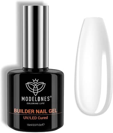 modelones Construtor de unhas em gel, construtor transparente 7 em 1 para unhas, esmalte em gel com base de borracha colorida curada por lâmpada LED, fortalecedor, espessador, extensão, cola com strass em frasco para presentes de salão de beleza caseiro faça você mesmo