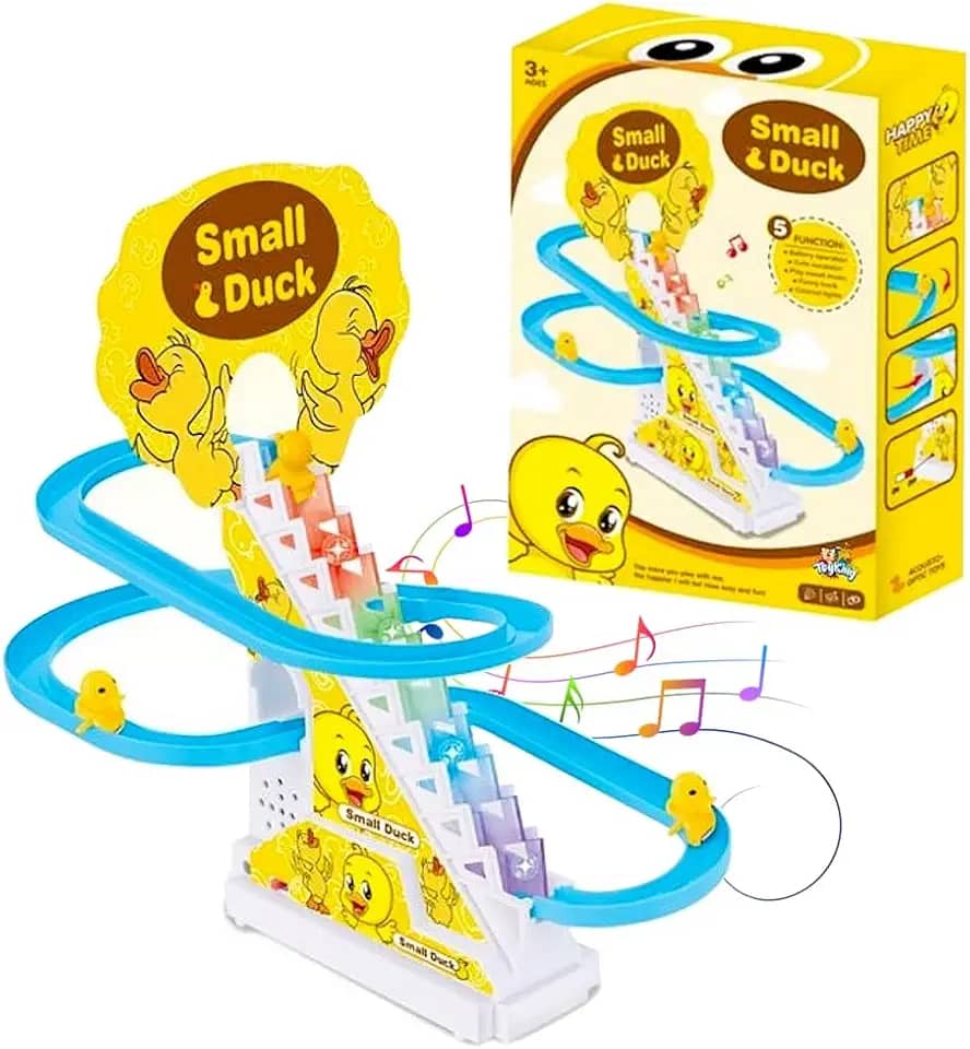 Pista Patinhos Divertido Elevador Escorrega com Som e Luz Montanha Russa Musical Infantil