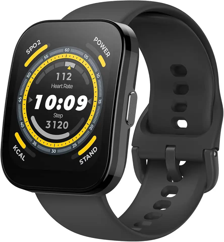 Relógio Inteligente Amazfit Bip 5 46mm A2215 GPS, Chamadas Bluetooth, Bateria de 10 dias, Tela ultra grande, Rastreamento de passos, Alexa Built-In, AI Fitness App (Black)