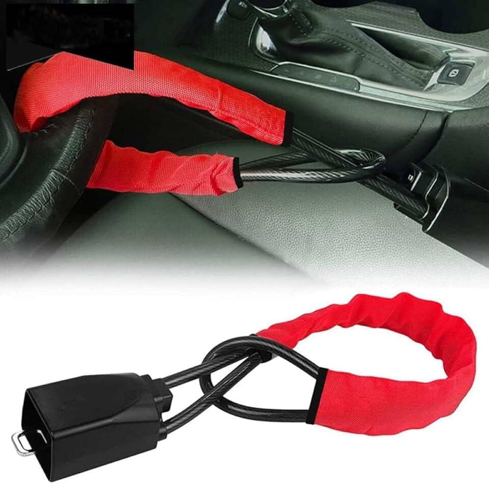 Trava Antifurto Veicular Volante Cinto Segurança Carro 3 Chaves (Vermelho)