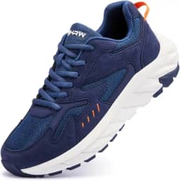 Tênis masculino de largura extra larga confortável para caminhar alivia a dor nos pés, bico largo com suporte de arco