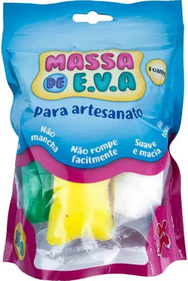 Massinha De Eva Branco/Vermelho/Azul/Verde/Amarelo - 50G - Make+