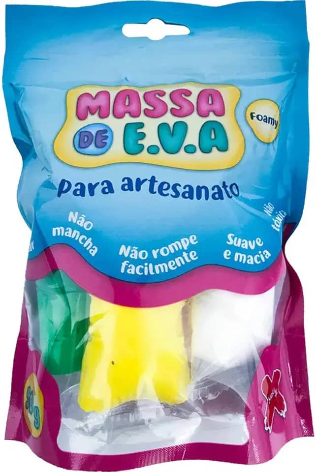 Massinha De Eva Branco/Vermelho/Azul/Verde/Amarelo - 50G - Make+